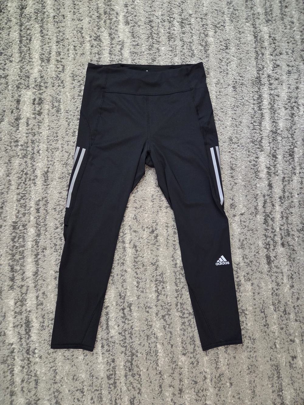 NWT Adidas Womens Large OTR Own The Run 7/8 Leggings Black Reflective Aeroready